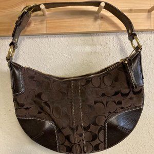 SOLD Coach Signature Hobo Canvas/Leather/Brass